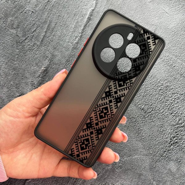 Чехол для Realme 12 pro 5G с защитой камеры с вышиванкой черная оригинальная