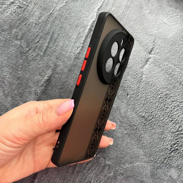 Чехол для Realme 12 pro 5G с защитой камеры с вышиванкой черная оригинальная