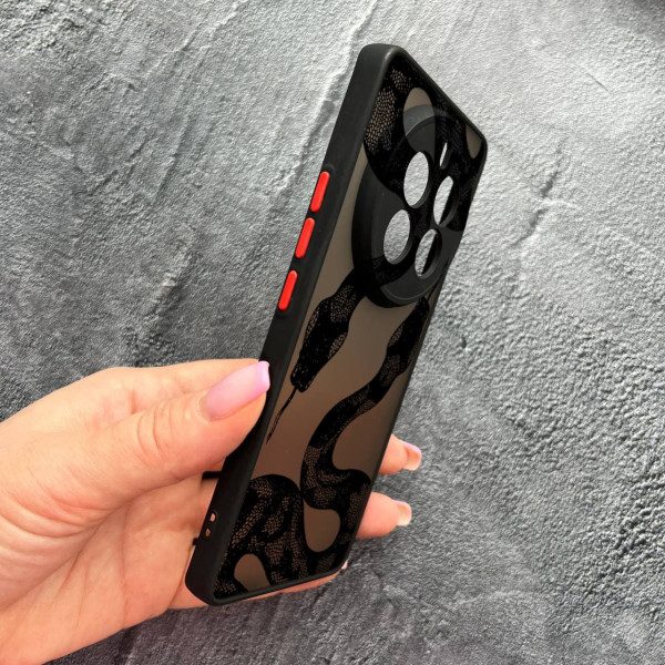 Чехол для Realme 12 pro 5G с защитой камеры с черной змеей