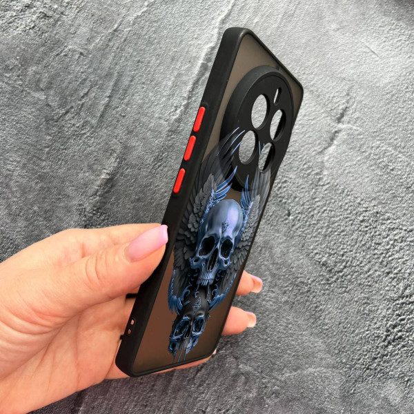 Чехол для Realme 12 pro 5G с защитой камеры с черепом и крыльями
