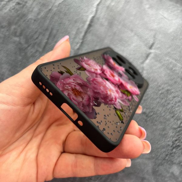 Чехол для Realme 12 pro 5G с защитой камеры с цветами и каплями