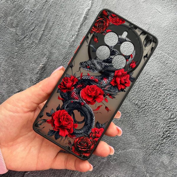 Чехол для Realme 12 pro 5G с защитой камеры со змеей в цветах