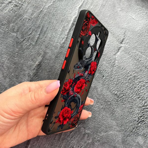 Чехол для Realme 12 pro 5G с защитой камеры со змеей в цветах