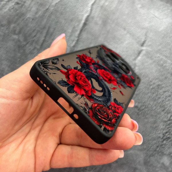 Чехол для Realme 12 pro 5G с защитой камеры со змеей в цветах