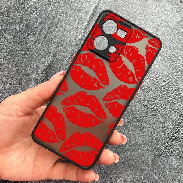 Чохол для Oppo Reno 7 4G з захистом камери з червоними губами