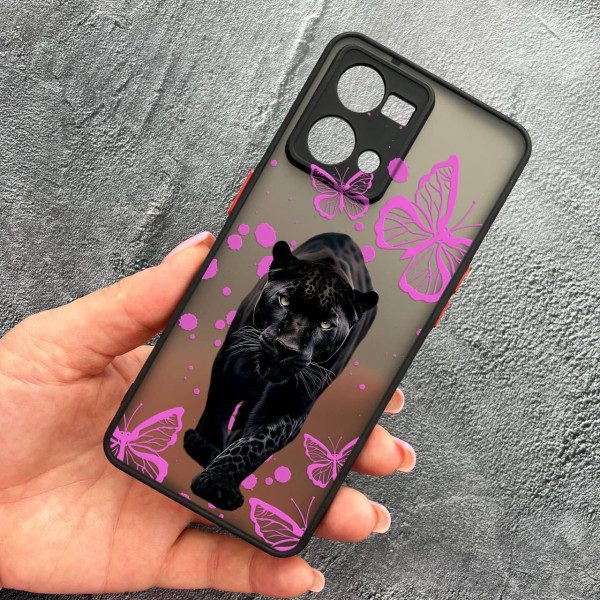 Чохол для Oppo Reno 7 4G з захистом камери з пантерою та метеликами
