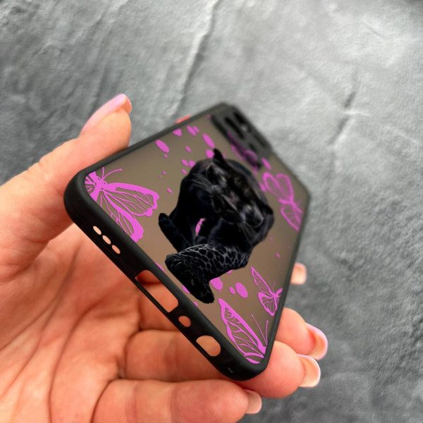 Чехол для Oppo Reno 7 4G с защитой камеры с пантерой и бабочками