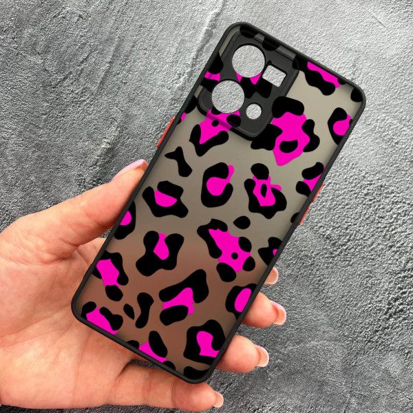 Чохол для Oppo Reno 7 4G з захистом камери з леопардом рожевим
