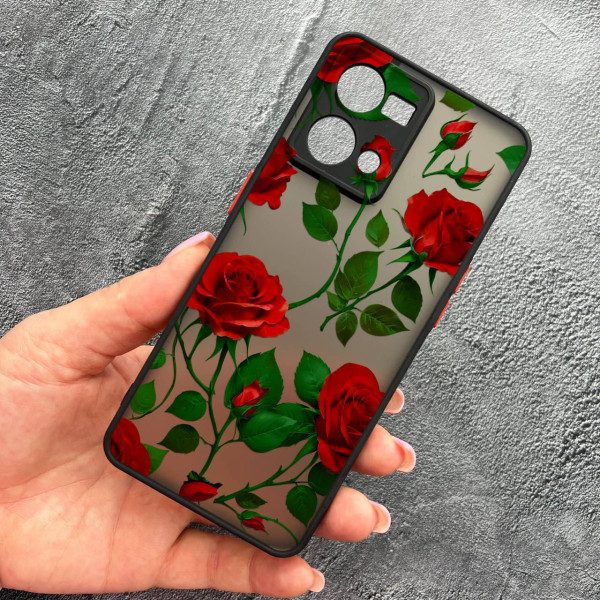 Чохол для Oppo Reno 7 4G з захистом камери з квітами червоні троянди