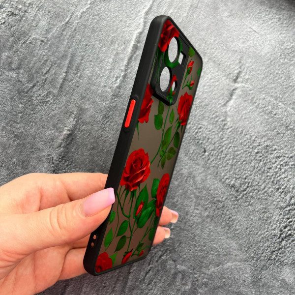 Чохол для Oppo Reno 7 4G з захистом камери з квітами червоні троянди