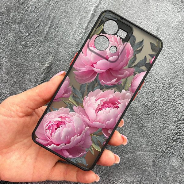 Чохол для Oppo Reno 7 4G з захистом камери з квітами півоніями крупними