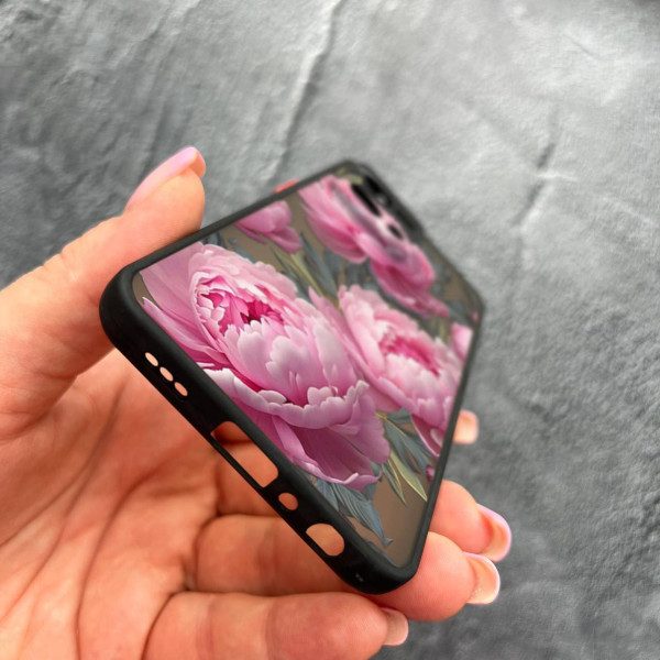 Чехол для Oppo Reno 7 4G с защитой камеры с цветами пионами крупными