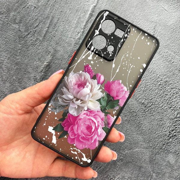 Чохол для Oppo Reno 7 4G з захистом камери з квітами півонії класичні