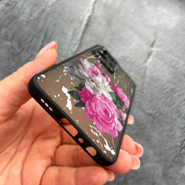 Чехол для Oppo Reno 7 4G с защитой камеры с цветами пионы классические