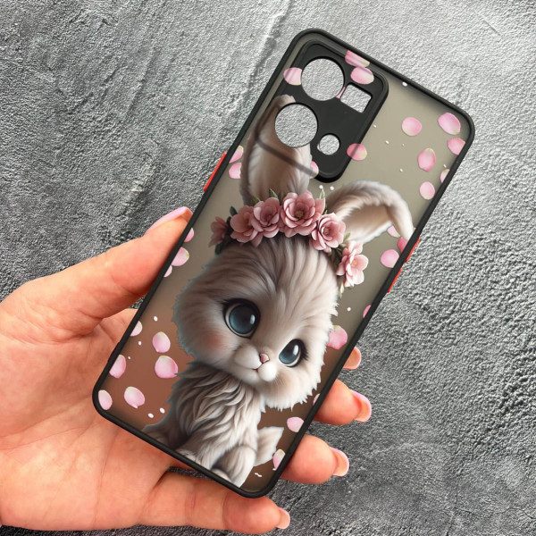 Чехол для Oppo Reno 7 4G с защитой камеры с зайкой в ​​лепестках