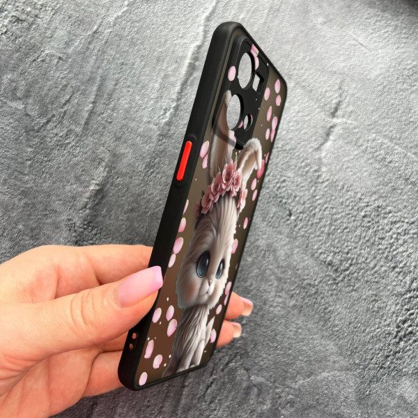 Чехол для Oppo Reno 7 4G с защитой камеры с зайкой в ​​лепестках