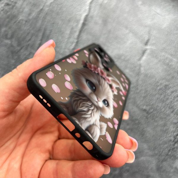 Чехол для Oppo Reno 7 4G с защитой камеры с зайкой в ​​лепестках