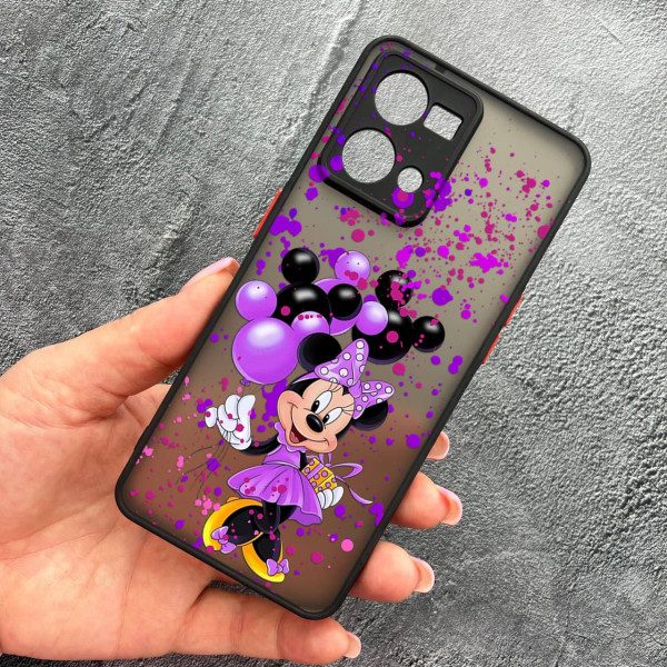 Чехол для Oppo Reno 7 4G с защитой камеры детский с Минни Маус и воздушными шариками