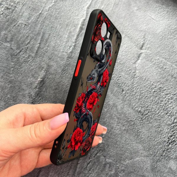 Чехол для Oppo Reno 7 4G с защитой камеры со змеей в цветах
