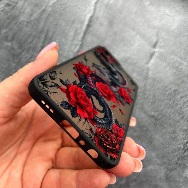 Чехол для Oppo Reno 7 4G с защитой камеры со змеей в цветах
