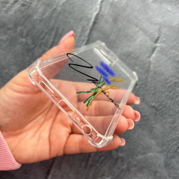 Чехол для Oppo Reno 7 4G с защитой камеры патриотический с волошкой противоударный прозрачный силиконовый чехол