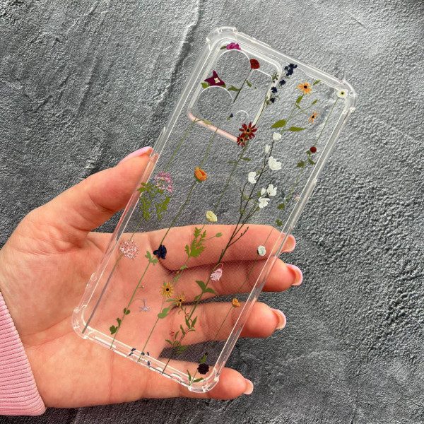 Чохол для Oppo Reno 7 4G з захистом камери з квітами ліани протиударний прозорий силіконовий чохол