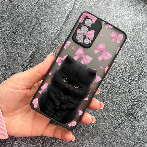 Чохол для Oppo A74 4G з захистом камери дитячий з котиком та бантиками