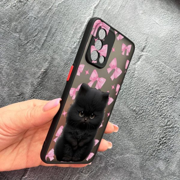 Чохол для Oppo A74 4G з захистом камери дитячий з котиком та бантиками