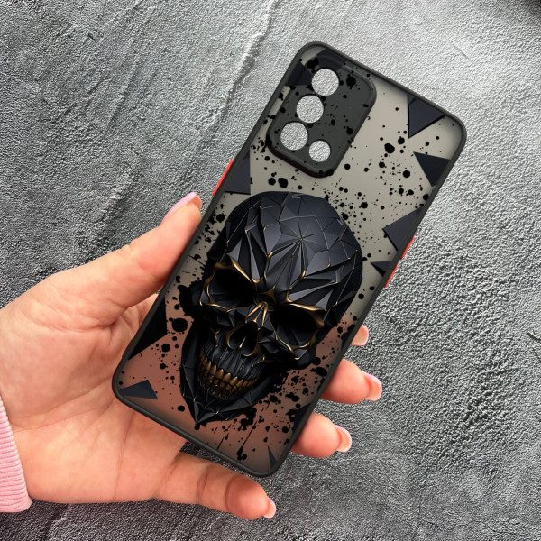 Чехол для Oppo A74 4G с защитой камеры с черепом в кубе