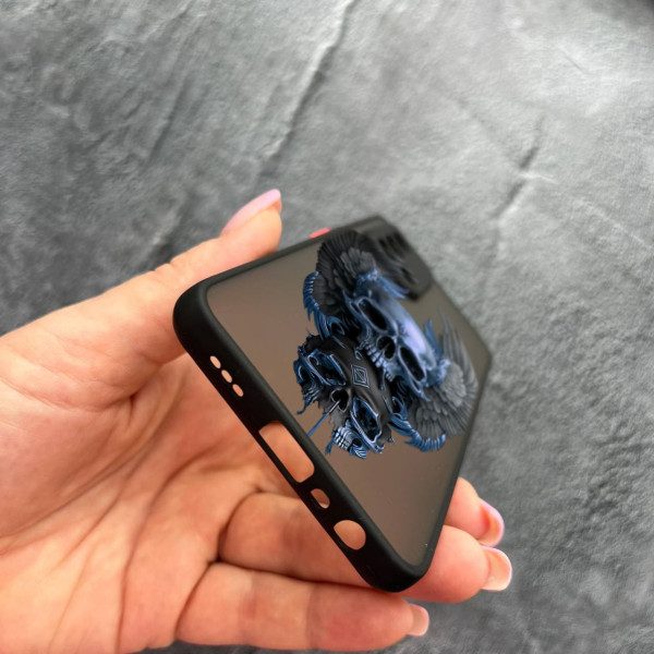 Чехол для Oppo A74 4G с защитой камеры с черепом и крыльями