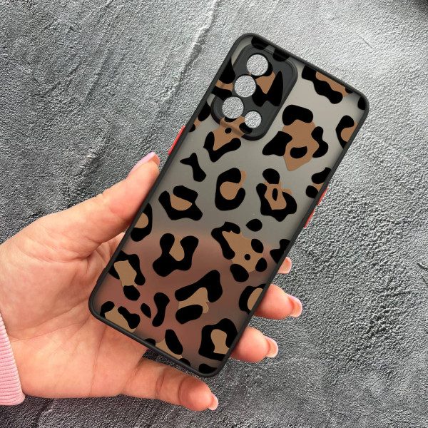 Чехол для Oppo A74 4G с защитой камеры с леопардом шоколадным