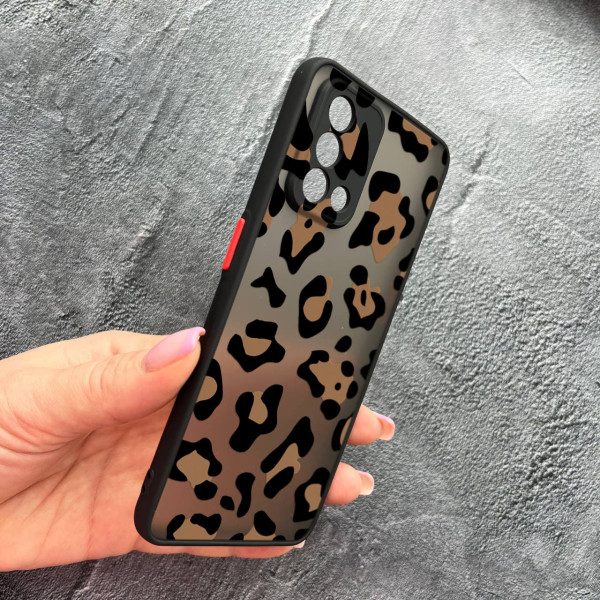 Чехол для Oppo A74 4G с защитой камеры с леопардом шоколадным