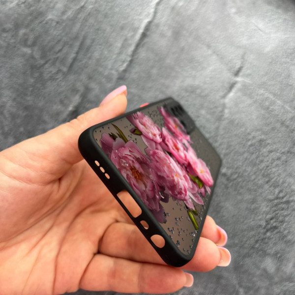 Чехол для Oppo A74 4G с защитой камеры с цветами и каплями
