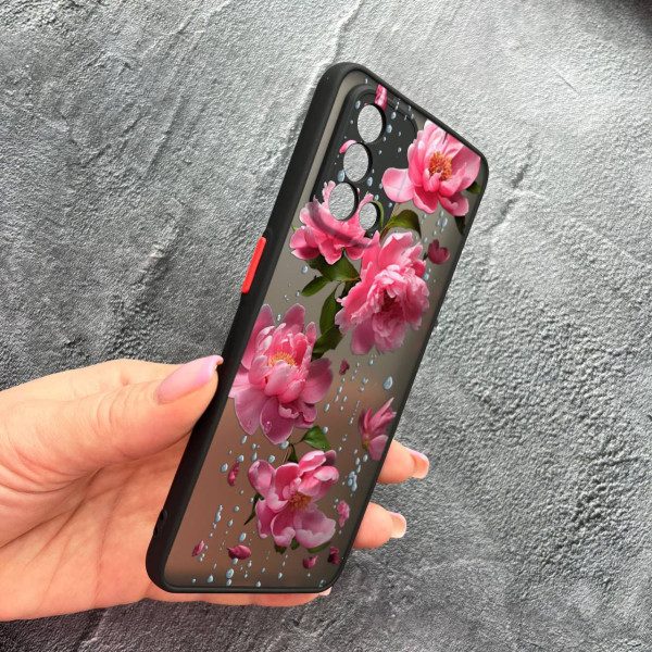 Чехол для Oppo A74 4G с защитой камеры с цветами и дождем