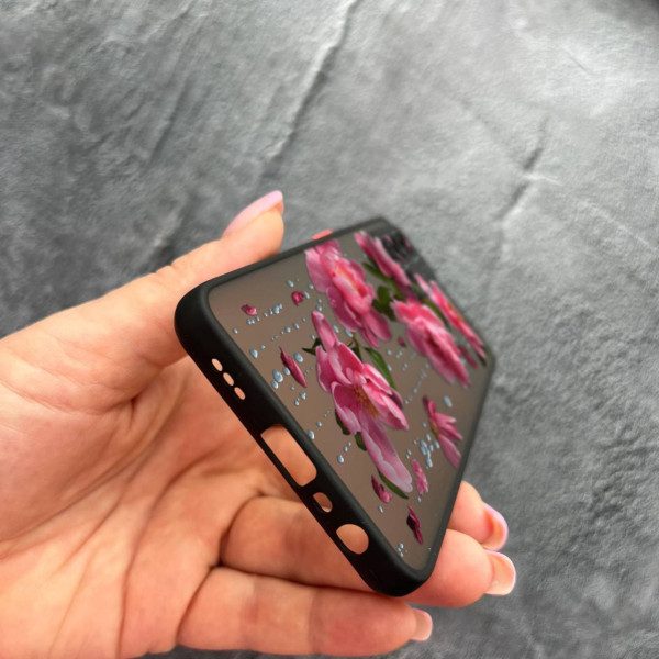 Чехол для Oppo A74 4G с защитой камеры с цветами и дождем