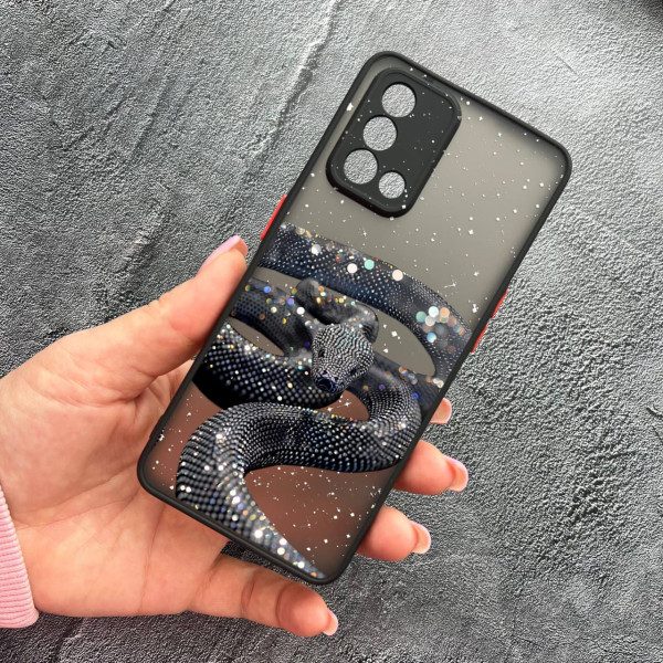 Чохол для Oppo A74 4G з захистом камери зі змією з блискітками