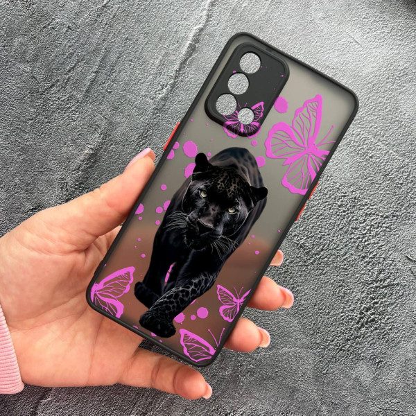 Чохол для Oppo A74 4G з захистом камери з пантерою та метеликами