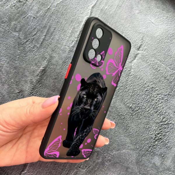 Чохол для Oppo A74 4G з захистом камери з пантерою та метеликами