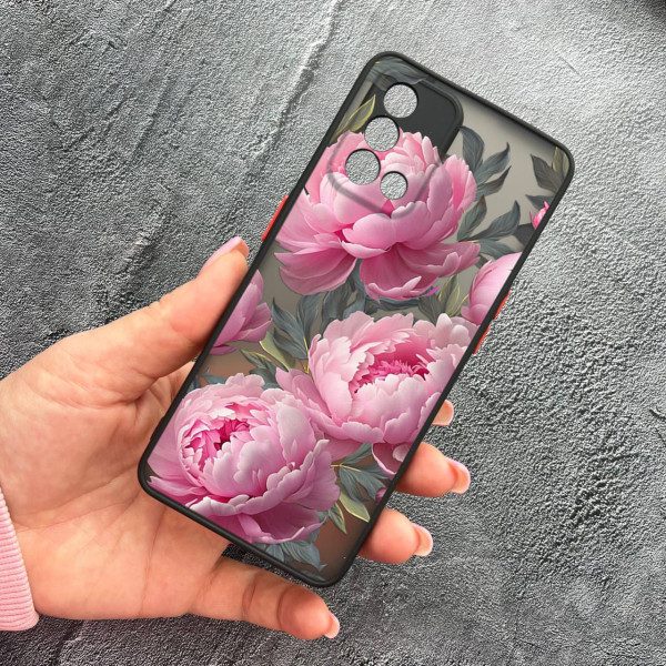 Чохол для Oppo A74 4G з захистом камери з квітами півоніями крупними
