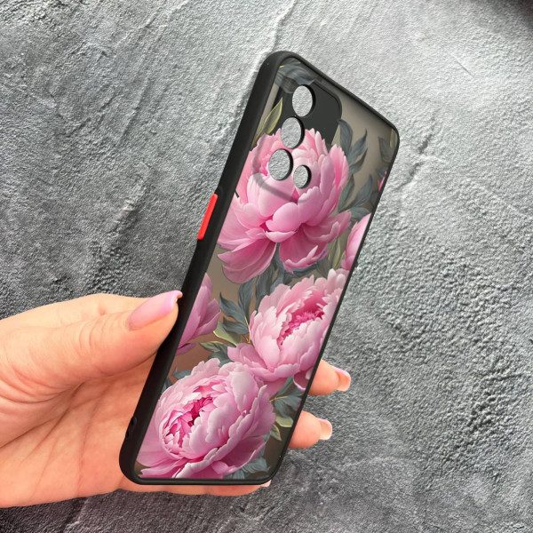 Чохол для Oppo A74 4G з захистом камери з квітами півоніями крупними