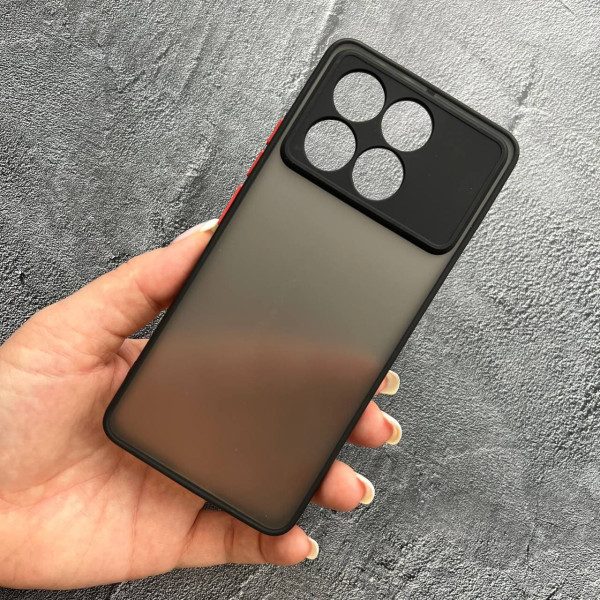 Чехол для Xiaomi Poco F6 Pro с защитой камеры матовый пластик без дизайна с черным бортиком