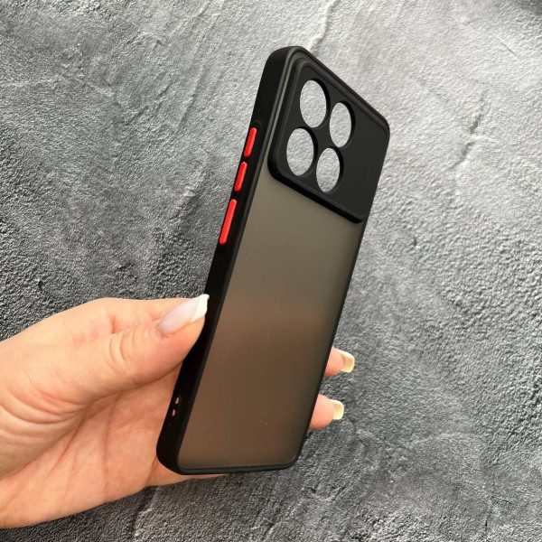 Чехол для Xiaomi Poco F6 Pro с защитой камеры матовый пластик без дизайна с черным бортиком