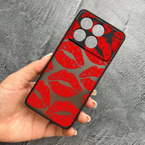 Чехол для Xiaomi Poco F6 Pro с защитой камеры с красными губами