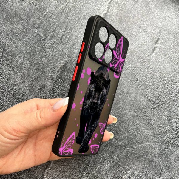 Чохол для Xiaomi Poco F6 Pro з захистом камери з пантерою та метеликами