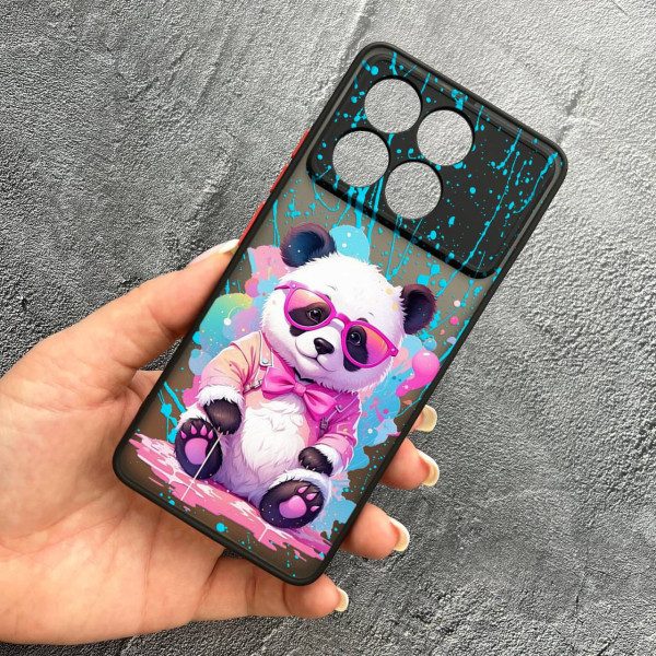 Чохол для Xiaomi Poco F6 Pro з захистом камери з пандою в окулярах