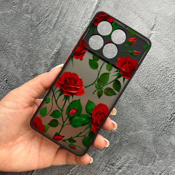 Чохол для Xiaomi Poco F6 Pro з захистом камери з квітами червоні троянди
