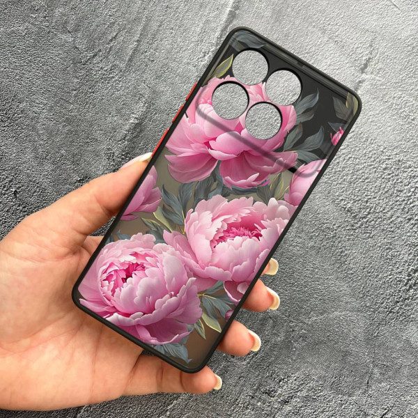 Чохол для Xiaomi Poco F6 Pro з захистом камери з квітами півоніями крупними