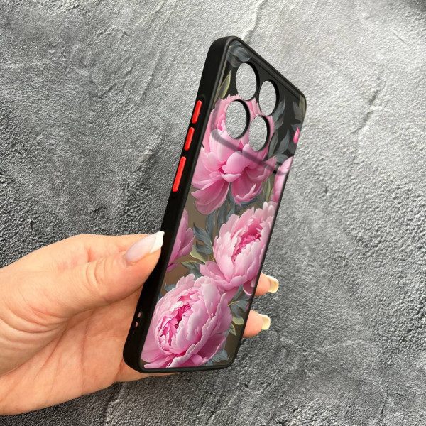 Чохол для Xiaomi Poco F6 Pro з захистом камери з квітами півоніями крупними