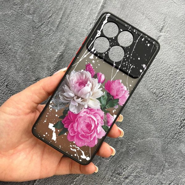 Чохол для Xiaomi Poco F6 Pro з захистом камери з квітами півонії класичні