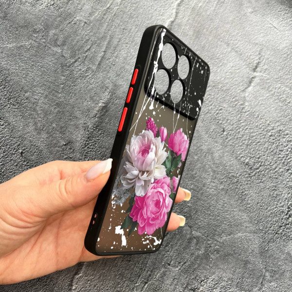 Чохол для Xiaomi Poco F6 Pro з захистом камери з квітами півонії класичні